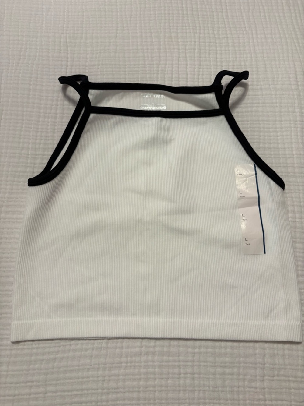 Wild Fable White Ribbed Tank Top with Black Trim